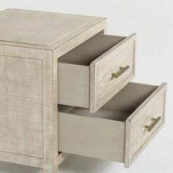 Raffles Bedside Table, Two Drawer -AuraLiving Furniture Store 136835 raffles nightstand detail2