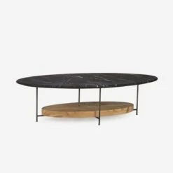 Olivia Black Coffee Table, Black Marble -AuraLiving Furniture Store 204816 olivia coffee table black marble angle