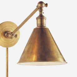 Boston Wall Light, Hand-Rubbed Antique Brass -AuraLiving Furniture Store 207657 boston wall light in antique brass