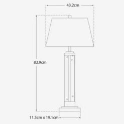 Wright Table Lamp, Gilded Iron And Glass -AuraLiving Furniture Store 208006 wright dimensions