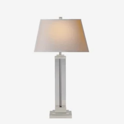 Wright Table Lamp, Polished Nickel And Glass