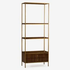 Rufus Bookcase, Dark -AuraLiving Furniture Store 213906 rufus bookcase angle bc0012