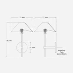 Hackney Wall Light, Hand-Rubbed Antique Brass -AuraLiving Furniture Store 214372 hackney dimensions