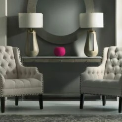 Rufus Light Console Table, Light -AuraLiving Furniture Store 214763 basset chair 1