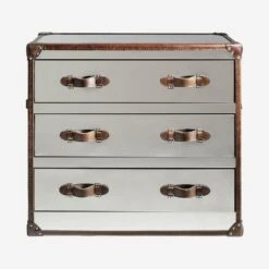 Howard Steel/Leather Chest Of Drawers, Steel/leather -AuraLiving Furniture Store 214948 howard steel leather cod front