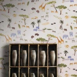 Animalis Multi Wallpaper -AuraLiving Furniture Store 215187 animalis wallpaper