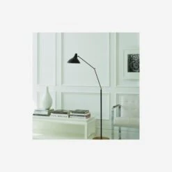 Charlton Floor Lamp, Black And Hand-Rubbed Antique Brass -AuraLiving Furniture Store 217054 charlton lifestyle