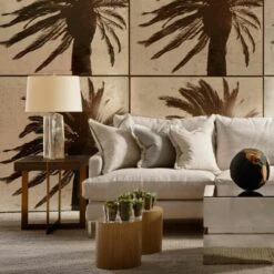 Sierra Table Lamp, Burnished Silver Leaf -AuraLiving Furniture Store 217209 bryan side table lifestyle for web