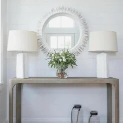 Sierra Table Lamp, Plaster White -AuraLiving Furniture Store 217210 sierra white