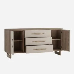 Charlie Sideboard, Large 3-Drawer -AuraLiving Furniture Store 217387 charlie sideboard open