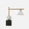 Cleo Desk Lamp, Bronze And Brass With White Shade