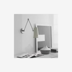 Antonio Wall Light, Polished Nickel And White Shade -AuraLiving Furniture Store 217788 antonio lifestyle