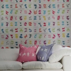 Two By Two Wallpaper Wallpaper 5 Two By Two Wallpaper Wallpaper -AuraLiving Furniture Store 218327 two by two multi wallpaper truman sectional sofa white linen monkey puzzle bluebell monkey puzzle pink cushions