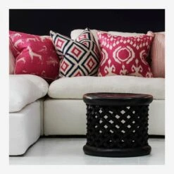 Bamileke Stool, Black -AuraLiving Furniture Store 230862 truman sectional sofa in white linen with cushions in kingdom paradise glacier paradise volcano paradise and savannah paradise lifestyle