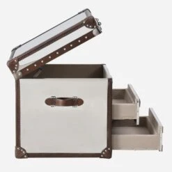 Livingstone Steamer Trunk -AuraLiving Furniture Store 246988 livingstone side open