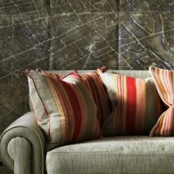 Las Salinas 5 Fabric -AuraLiving Furniture Store 247812 hanover sofa in turquino smoke lifestyle with cushions in cuchillas and las salinas