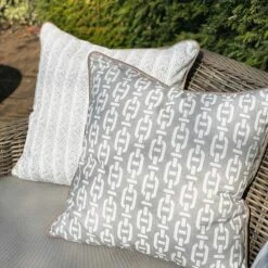 Ostuni Stripe Storm Outdoor Cushion -AuraLiving Furniture Store 250021 ostuni stripe burlington storm outdoor cushions