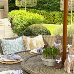 Apulia Ochre Outdoor Cushion -AuraLiving Furniture Store 250148 outdoor cushions at table 6