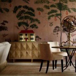 Cubist Sideboard -AuraLiving Furniture Store 257534 mythical land wallpaper cubist sideboard americana dining chairs in maze picket orange