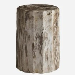 Petrified Scallop Log Side Table Or Stool -AuraLiving Furniture Store 260539 petrified scallop stool front 2