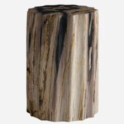 Petrified Scallop Log Side Table Or Stool -AuraLiving Furniture Store 260557 petrified scallop stool front 3