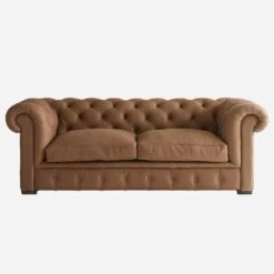 Gainsborough Sofa, Camel Leather -AuraLiving Furniture Store 260720 gainsborough sofa front