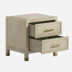 Raffles Bedside Table, Two Drawer -AuraLiving Furniture Store 269866 raffles nightstand open