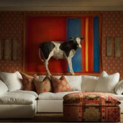 Cow Parsley Clementine Wallpaper -AuraLiving Furniture Store 307010 secret garden lifestyle cow parsley clementine wallpaper truam large white courtyard truman stool pergola nutmeg wild wood twig cushions