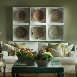 Strand Sofa -AuraLiving Furniture Store 309223 crocus leaf wallpaper strand sofa ramble ivory fabric pergola leaf spinney leaf island trim palm cushions