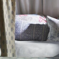 Mayfly Denim Fabric -AuraLiving Furniture Store 341915 buttercup denim beehive duckegg mayfly denim midsummer faded blue peony sea coral close 2