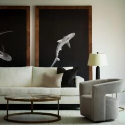 Madison Swivel Chair, Dove Grey Velvet -AuraLiving Furniture Store 351156 madison swivel dove grey traverse rug ivory lifestyle sml