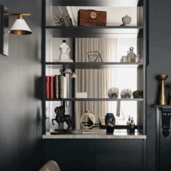 Cleo Wall Light -AuraLiving Furniture Store 353889 cleo sconce in bronze and antique burnished brass with matte white shade life 3